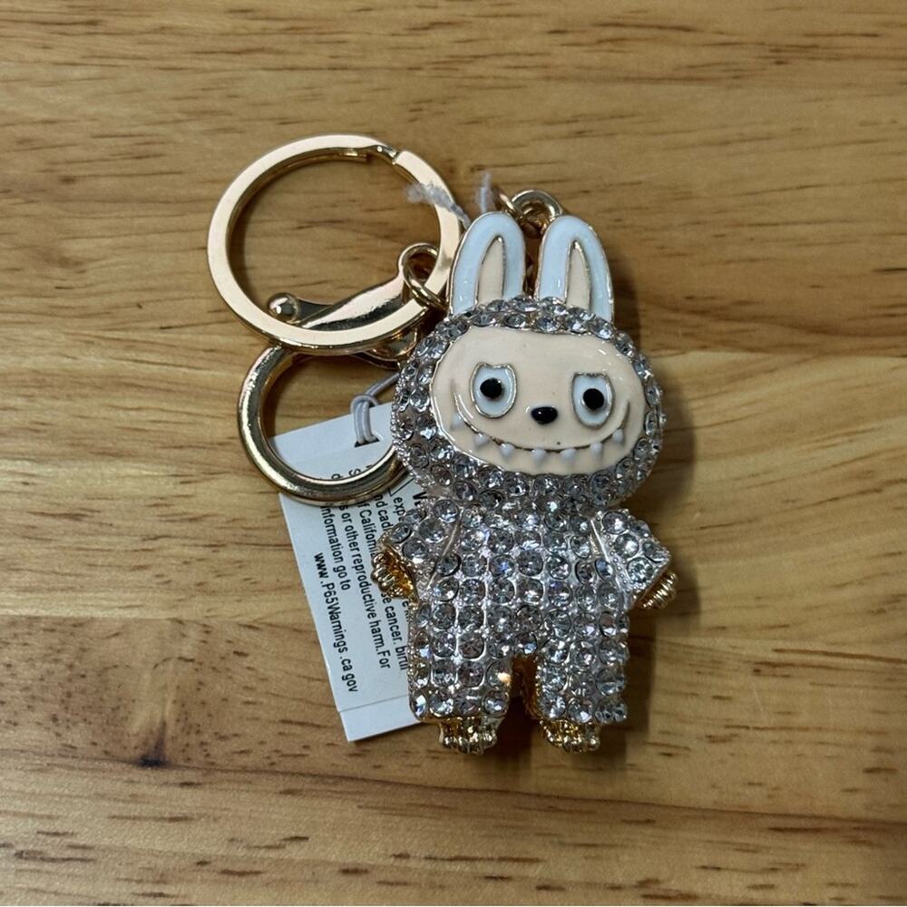 Labubu Paved Cute Crystal Bunny Keychains Silver